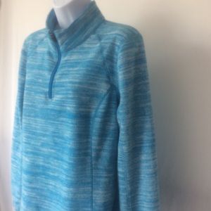 Anthropology blue zippered fleece top size large